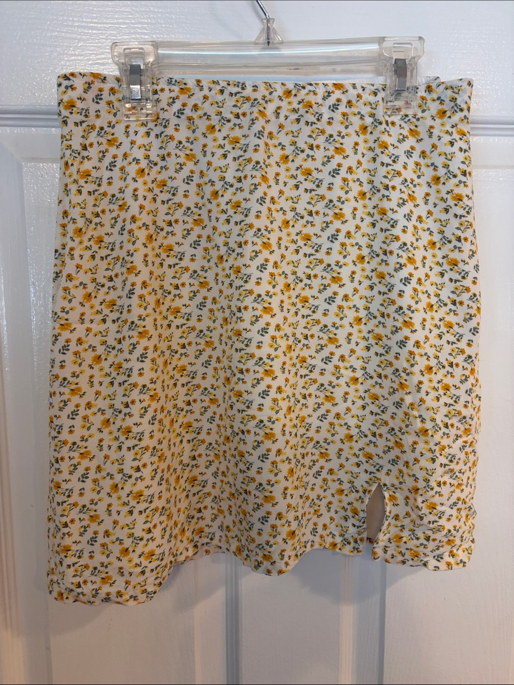 Hollister White Mini Skirt with Yellow Floral Print